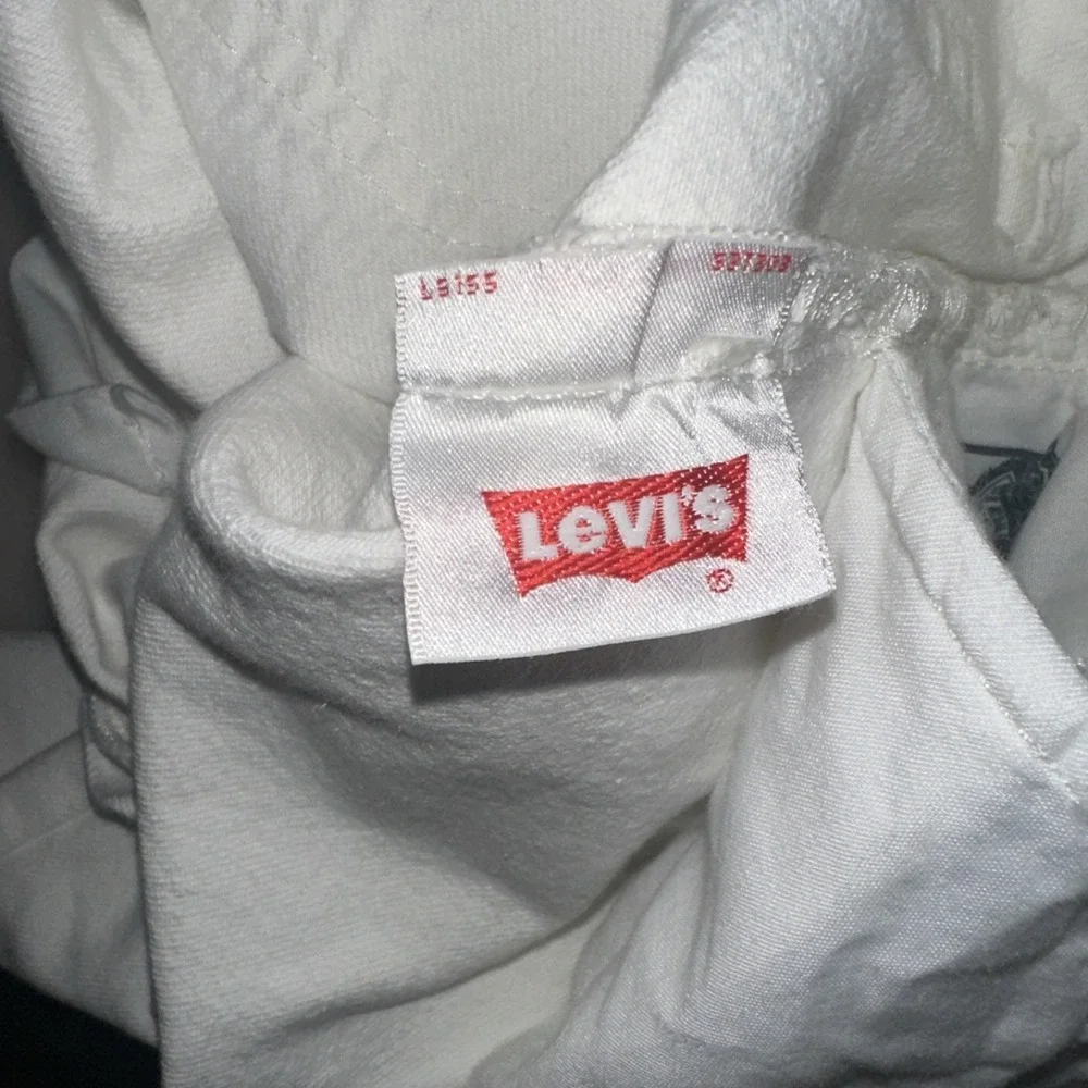 Levi's 501 Original Crop Jeans Everything's Fine White Distressed Straight Sz 28